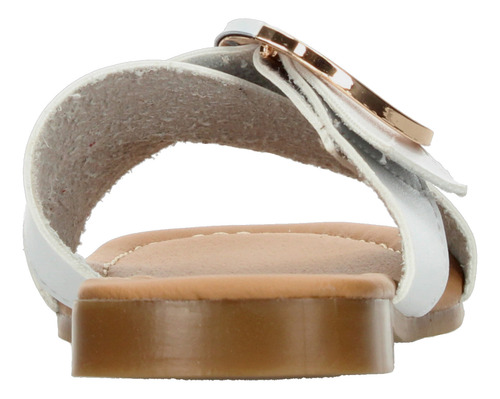 Sandalias Dama Balleé Blanco Casual De Piso Hebilla Mujer
