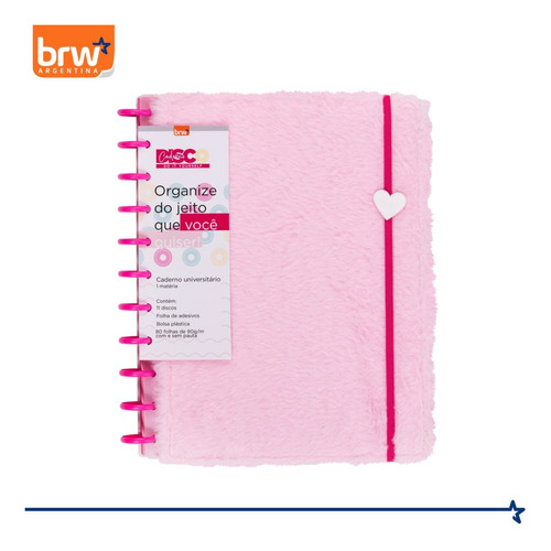 Cuaderno Inteligente C/ Discos Brw Peluche Tapa Dura 28x21cm Rosa