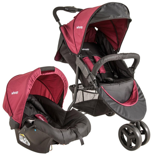 Carrinho Bebê Travel System Trio+cosycot Preto E Vinho Whoop