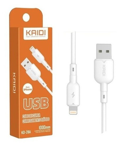 Cable USB Kaidi para teléfono celular iPhone 8 Xr 11 12 13 14 Pro Max, color blanco