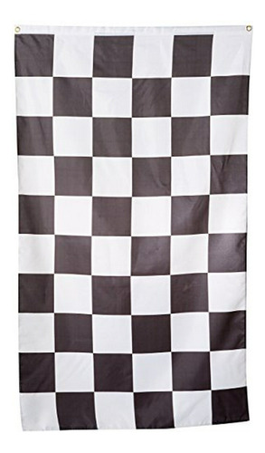Bandera A Cuadros 3x5 Nueva - Negro Y Blanco