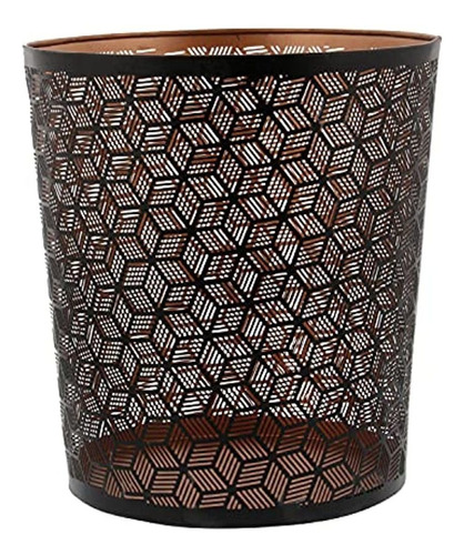 Deco 79 Glam Metal Round Small Waste Bin, 9  X 9  X 10 , Bla