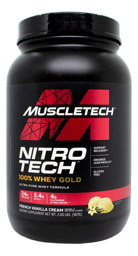 Muscletech Nitro Tech Whey Gold Proteína Vainilla 907g 3c