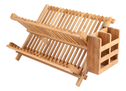 Lawei Escurridor De Platos De Bambu Con Soporte Para Utensil