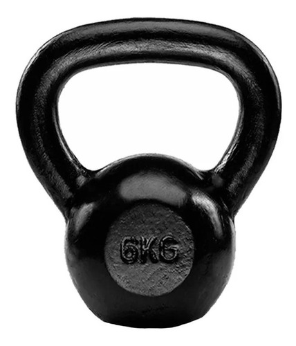 Pesa Rusa Fundicion 6 Kg Kettlebel Hierro Mancuerna Gym Color Negro