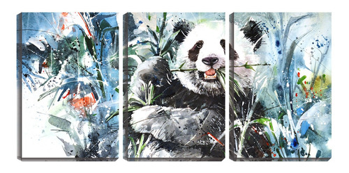 Quadro Decorativo 80x140 Arte Panda Comendo Bambu