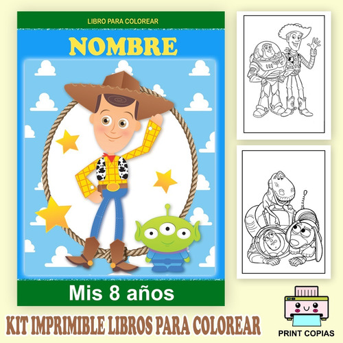 Kit Imprimible Librito Para Pintar Y Personalizar Toy Story