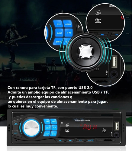 Reproductor Mp3 1 Din Con Bluetooth Y Auxiliar Para Auto