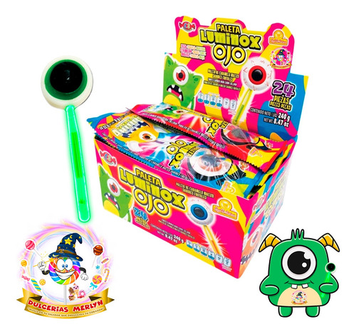 Paletas Luminosas Palito Neón Ojos Fiestas Sabor Delicioso