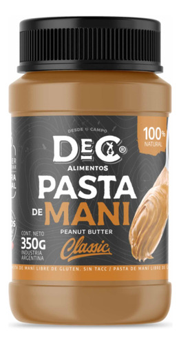 Oferta! Pasta De Mani Dec 100% Pura 350g Natural Sin Azucar