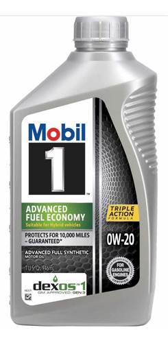 Aceite Mobil 1 0w-20 Full Sintético, 1 Qt, 946 Ml.