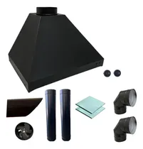 Comprar Coifa 80x60cm Tubos Pestana Curvas 180mm Preto Motor Vidros