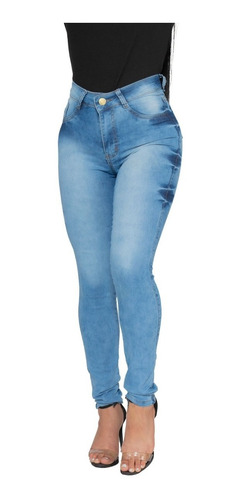 Imagem 3 de 8 de Calça Skinny Feminina Levanta Bumbum Premium Azul Claro Nf-e