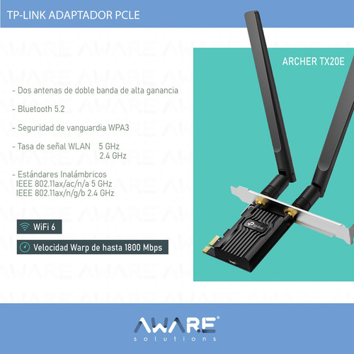 Tp-link Adaptador Pcle Archer Tx20e Ax1800 Wifi 6 Bluet 5.2