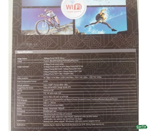 Cámara De Acción Gran Angular 170° Ultra Hd Con Wifi