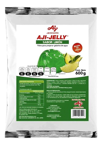 Polvo Para Preparar Gelatina De Limon, Aji-jelly, 600 G