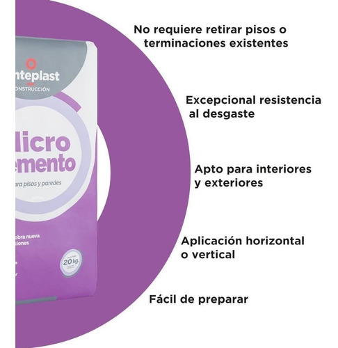 Imagen 4 de 10 de Microcemento Piso Y Pared Sinteplast Base 20 Kg Color