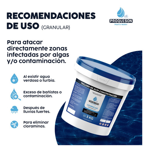 Cloro Para Alberca Granular 5 Kg Al 90% Tricloro Blanco