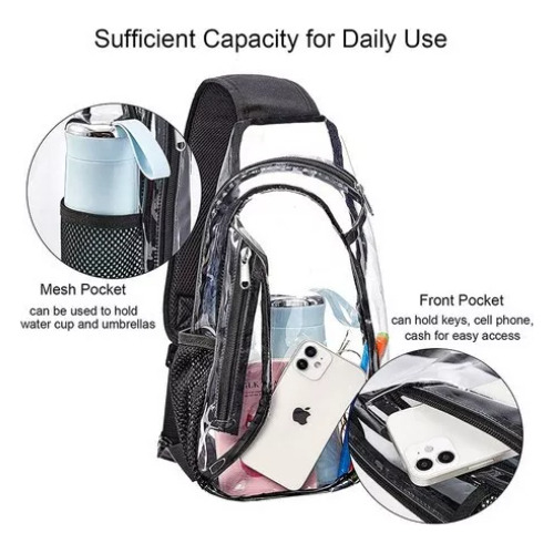 Mochila Cruzada De Pvc Transparente A Prueba De Agua 3 Pieza