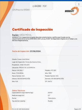Grúa Sobre Camión