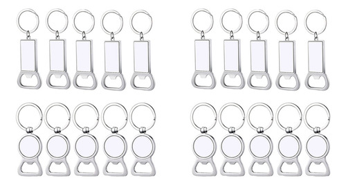 20 Pieces Blank Sublimation Key Chains, Key Ring Opener