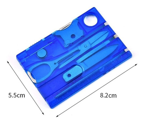 Imagen 2 de 5 de Tarjeta Edc Multifunción Supervivencia Lupa, Led, Tijeras