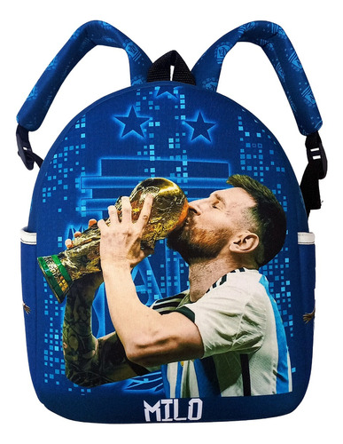 Mochila Jardin Messi Campeón Personalizada Bolsillos 