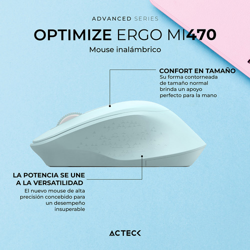Mouse Acteck Ergo Mi470 1600dpi Inalambrico Usb 2.4 Ghz