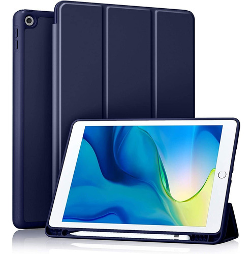 Funda Para iPad 8va/7ma Generacion C/porta Lapiz Azul Marino