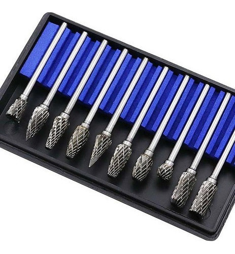 Juego 10 Brocas Lima Grabado Taladro Tungstenio Dremel 1/8