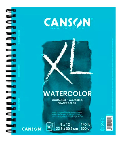 Cuaderno Canson Xl Watercolor 22.9x30.5 Cm 300g 30 Hojas 