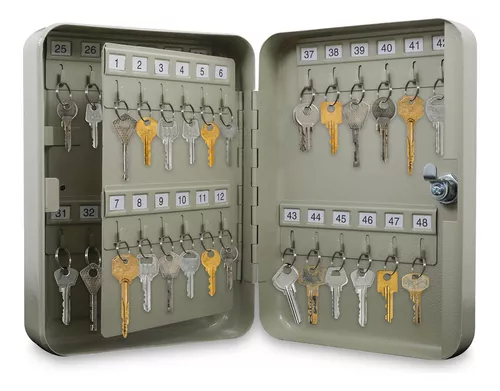 Caja de almacenamiento de llaves: 48 llaves, caja de gestión de llaves,  aleación de aluminio montada en la pared para valets, hoteles, coches,  casas y