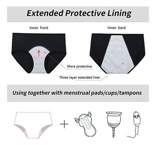 Pack De 5 Pantalones De Algodón Para El Período Menstrual Po