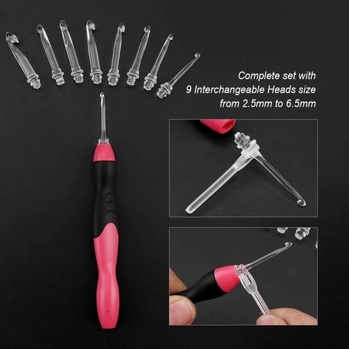 Ganchos De Crochet Set, Kit De 9 piezas De Aluminio Agujas