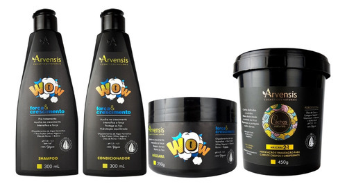 Kit Arvensis Wow Shampoo Cond Mascara + Máscara 2x1 Cachos