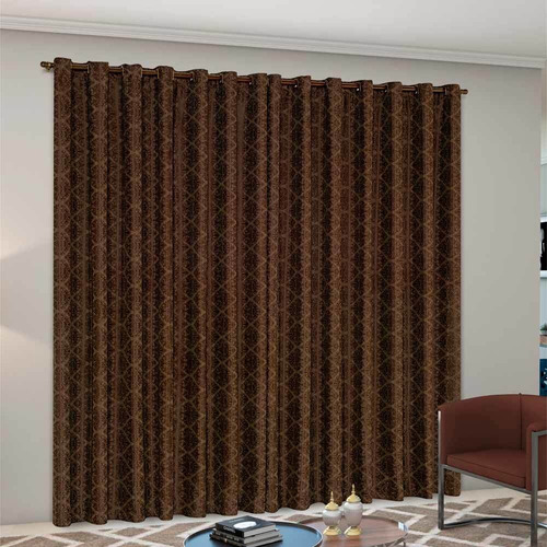 Cortina Jacquard Atena Tabaco Estampada 3,00 M X 2,80 M