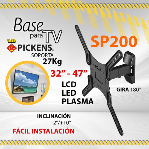 Base P/tv Pickens Tipo Mensula Mod. Sp200 De 32 A 47 / 10208