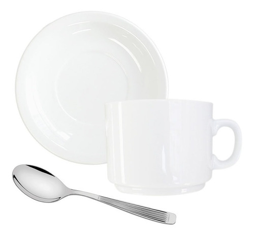 Set Taza Plato + Cucharita De Te Porcelana Germer + Mykonos