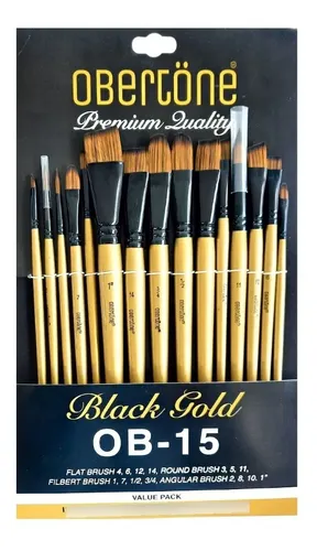 Pinceles Para Acrilico Y Óleo Obertone Black Gold Set 15 Pza | Envío gratis
