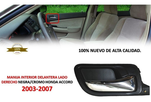 Manija Interior Del Derecho Negra/cromo Honda Accord 03-07