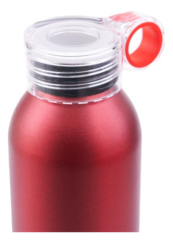 Botella Deportiva Aluminio Ring 650 Ml Tapa Rosca Roja Color Rojo