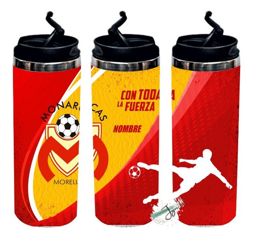 Termo Futbol Mexicano Monarcas Mor Tipo Skinny Tumbler 400ml