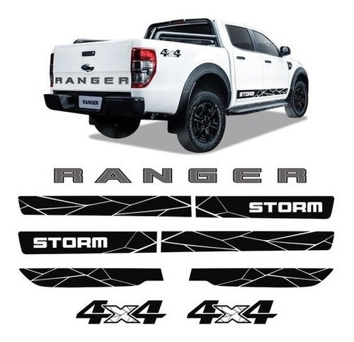 Kit Faixas Adesivos Ford Ranger Storm 2020 4x4 Completo