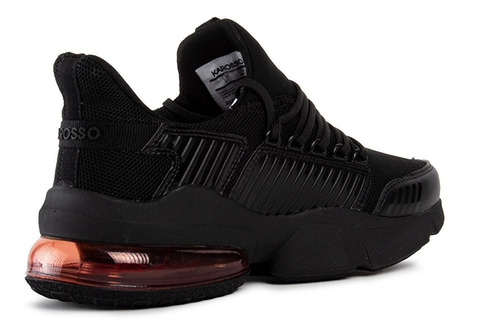 Imagen 3 de 6 de Tenis Deportivo Karosso Media Suela Aire Negro Rojo M502