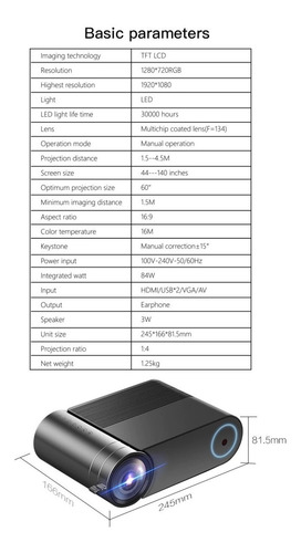 Imagen 6 de 10 de Proyector Multimedia Led Mini Proyector Infocus