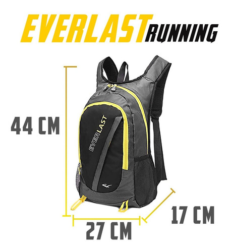 Imagen 2 de 10 de Mochila Running Bici Tracking Deportes Everlast 21069 Negra
