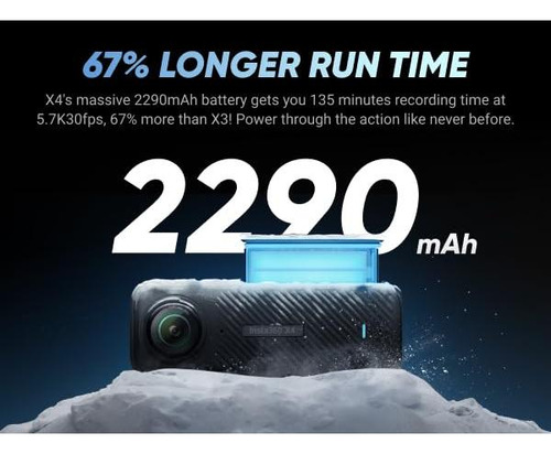 Cámara De Acción 8k 360 Impermeable Con Selfie Stick Y Tapa Negro