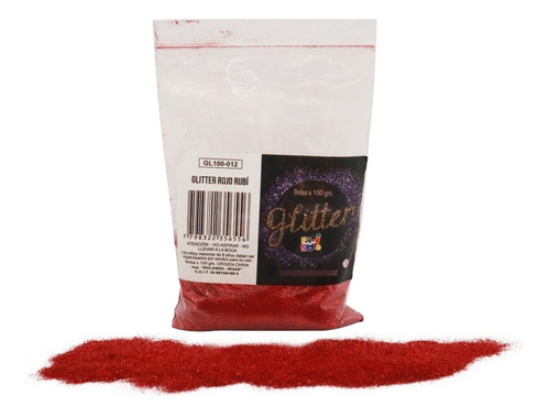 Glitter Gibre Givre Purpurina 100g Rojo Rubi