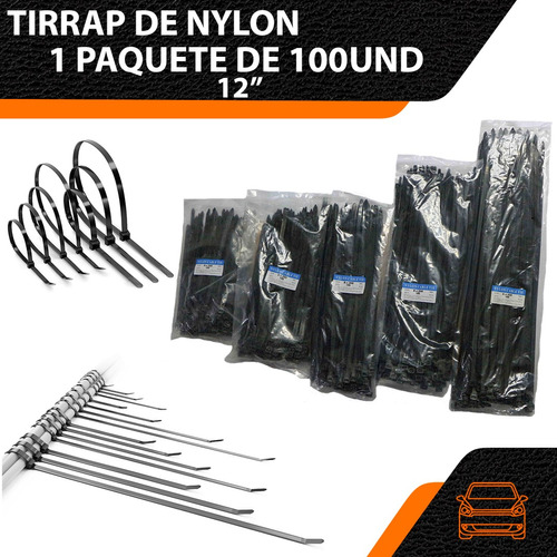 Tirrap Amarra Cables Tirraje Nylon 8 X 300mm Paq 100und 12''