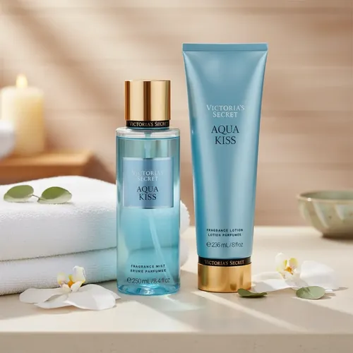 Victoria’s Secret (Aqua kiss 10 set) Kit Victoria's Secret (body Splash + Creme) - Aqua Kiss | Frete grátis